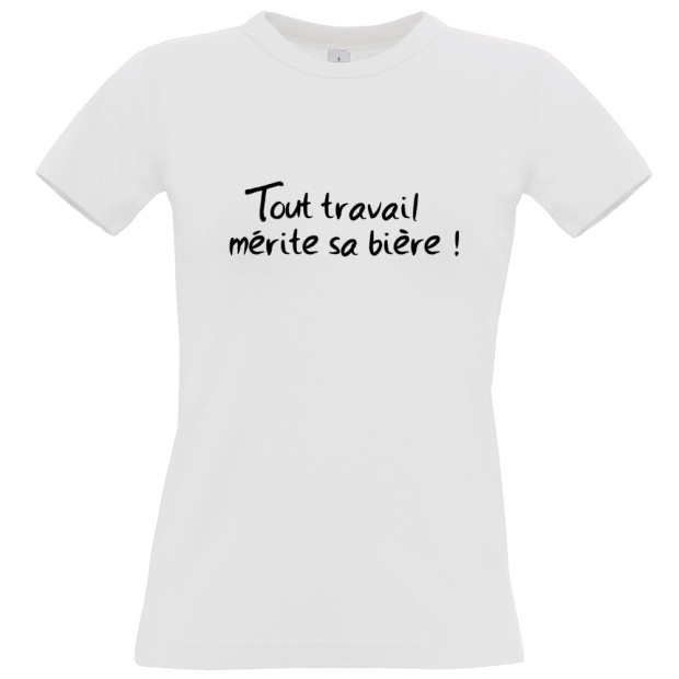 Tee shirt humoristique Tout travail mérite sa bière