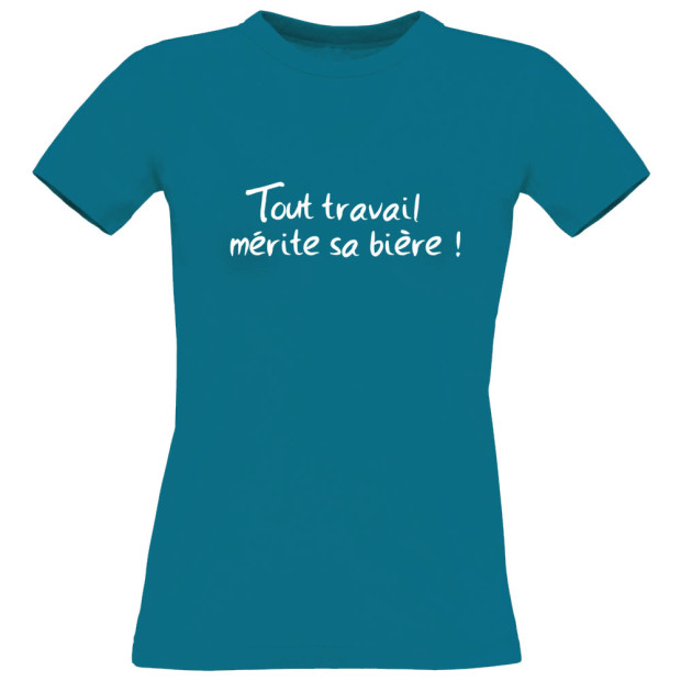 Tee shirt humoristique Tout travail mérite sa bière