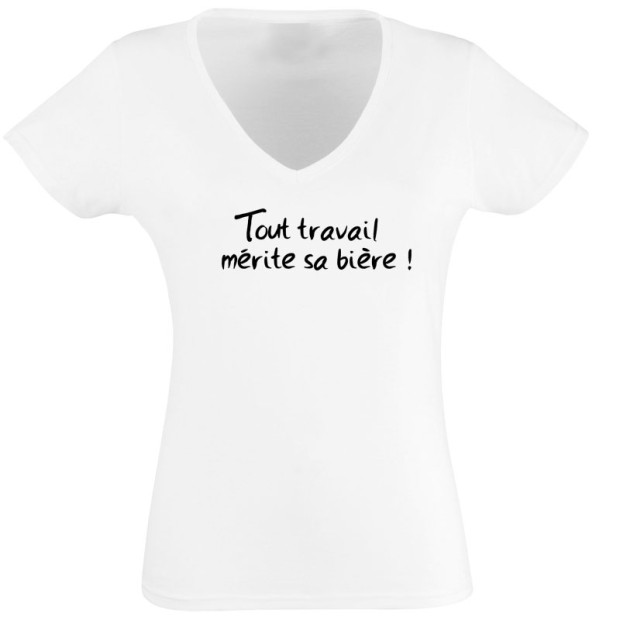 Tee shirt humoristique Tout travail mérite sa bière