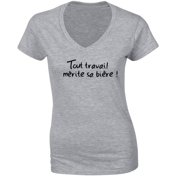Tee shirt humoristique Tout travail mérite sa bière