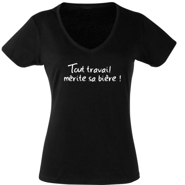 Tee shirt humoristique Tout travail mérite sa bière