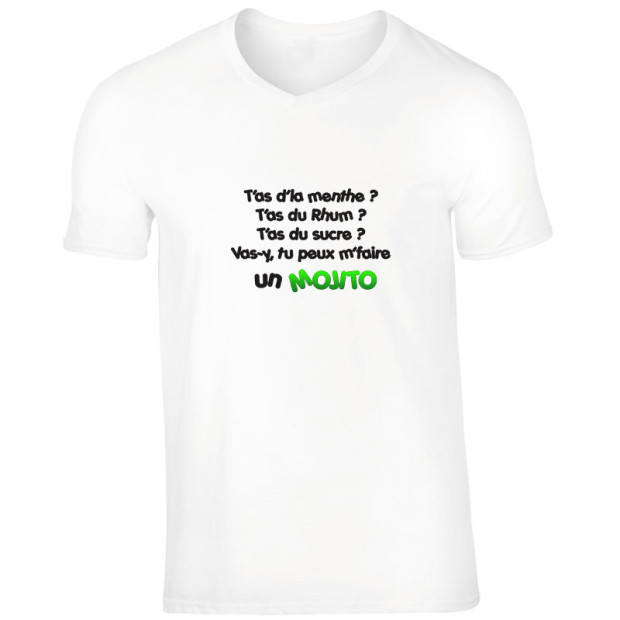 T shirt homme col V original sur le Mojito