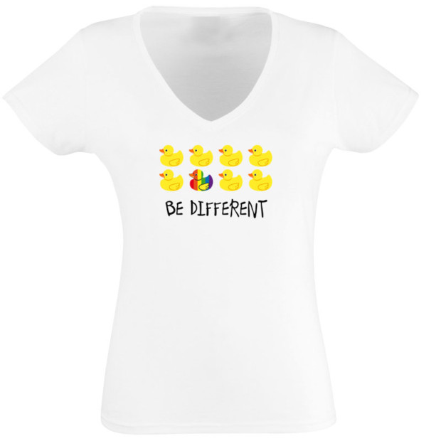tshirt lesbien col V blanc
