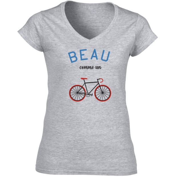 T shirt Beau comme un vélo col V femme