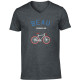 Tshirt Beau comme un vélo col V homme gris