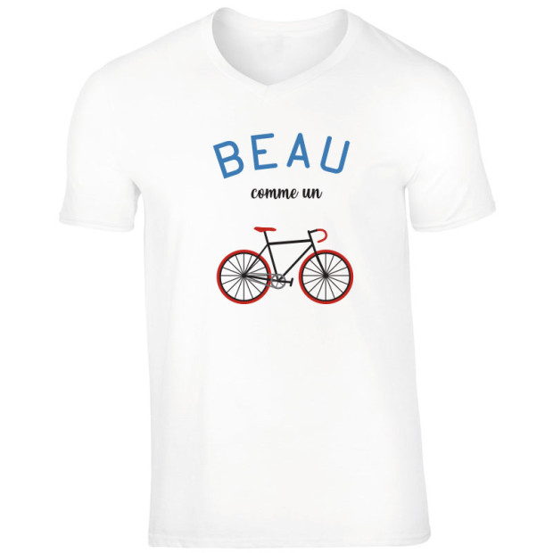 T shirt Beau comme un vélo blanc homme