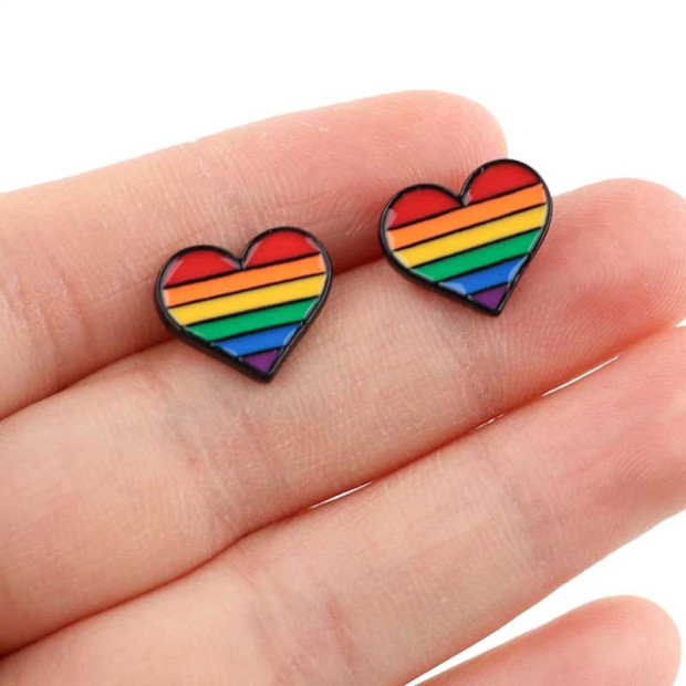Boucle d'oreille coeur rainbow