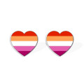 Boucle d'oreille coeur drapeau lesbien